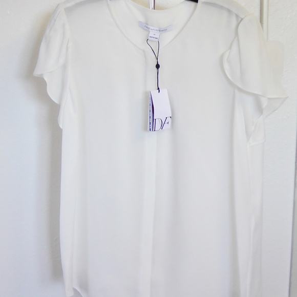 NWT Diane von Furstenberg DVF Silk Blouse - Ivory Top for Work or Casual - Picture 4 of 9